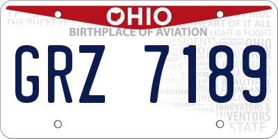 OH license plate GRZ7189