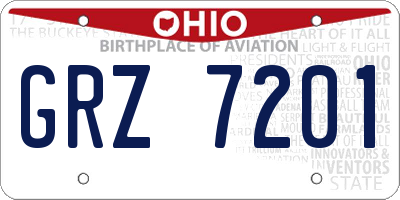 OH license plate GRZ7201