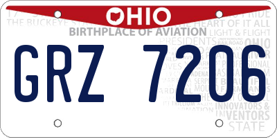 OH license plate GRZ7206