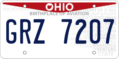 OH license plate GRZ7207
