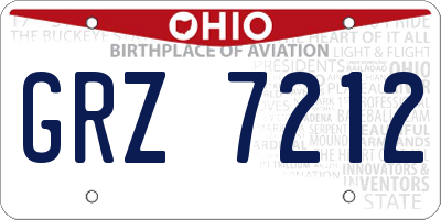 OH license plate GRZ7212