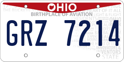 OH license plate GRZ7214