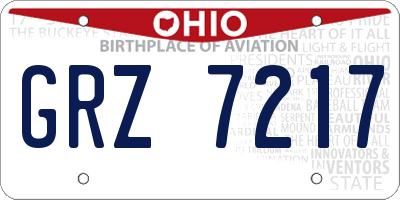 OH license plate GRZ7217
