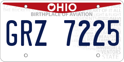 OH license plate GRZ7225