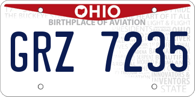 OH license plate GRZ7235