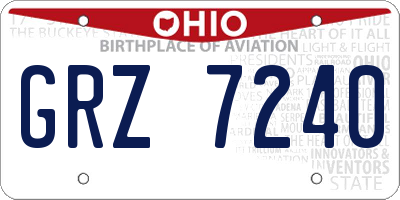 OH license plate GRZ7240