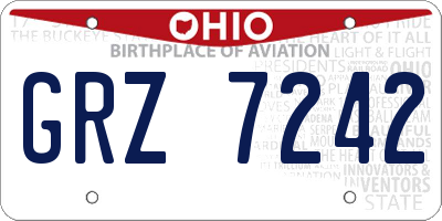 OH license plate GRZ7242
