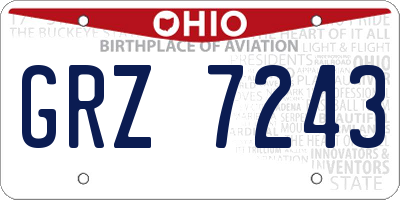 OH license plate GRZ7243
