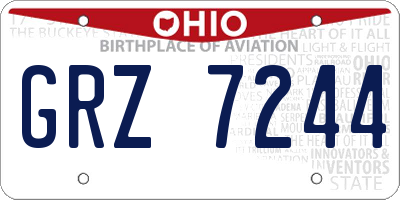 OH license plate GRZ7244