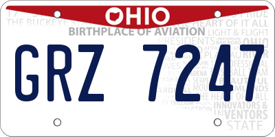 OH license plate GRZ7247