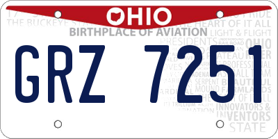 OH license plate GRZ7251