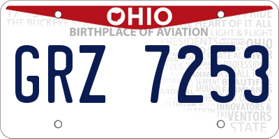 OH license plate GRZ7253