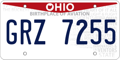 OH license plate GRZ7255