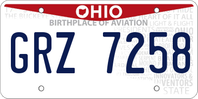 OH license plate GRZ7258