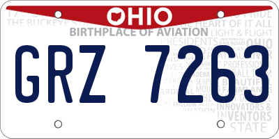 OH license plate GRZ7263