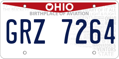 OH license plate GRZ7264