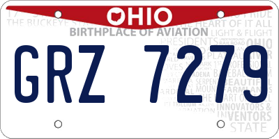 OH license plate GRZ7279