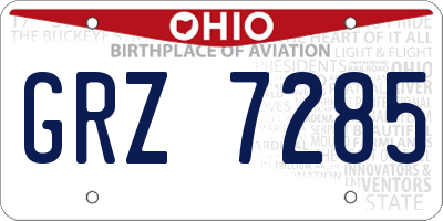 OH license plate GRZ7285