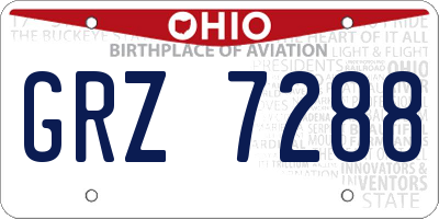 OH license plate GRZ7288
