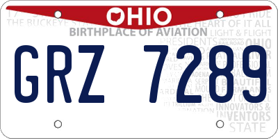 OH license plate GRZ7289