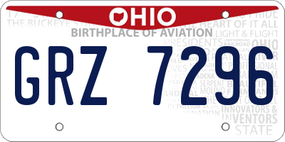 OH license plate GRZ7296