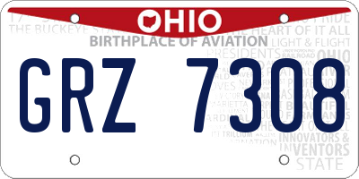 OH license plate GRZ7308