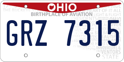 OH license plate GRZ7315