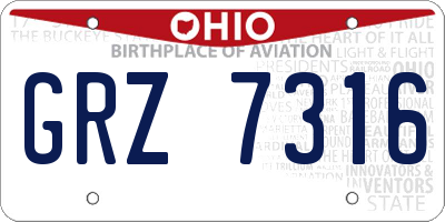 OH license plate GRZ7316