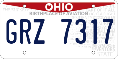 OH license plate GRZ7317