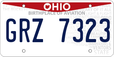 OH license plate GRZ7323
