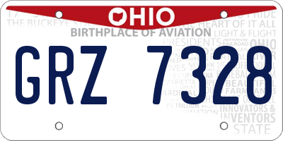OH license plate GRZ7328