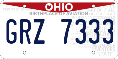 OH license plate GRZ7333