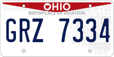 OH license plate GRZ7334