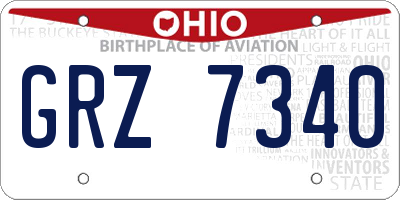 OH license plate GRZ7340