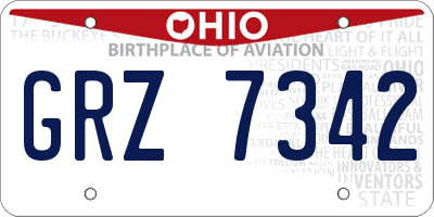 OH license plate GRZ7342