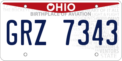 OH license plate GRZ7343