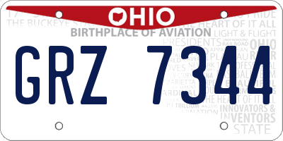 OH license plate GRZ7344