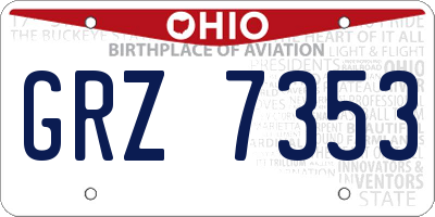 OH license plate GRZ7353