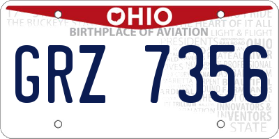 OH license plate GRZ7356