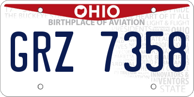 OH license plate GRZ7358