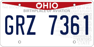 OH license plate GRZ7361