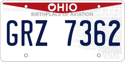 OH license plate GRZ7362