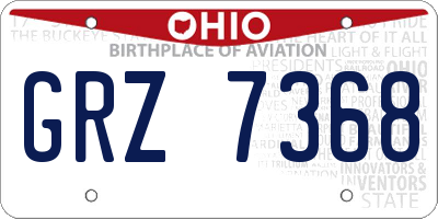 OH license plate GRZ7368