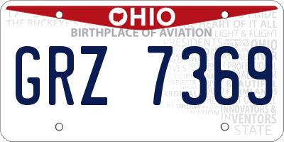 OH license plate GRZ7369