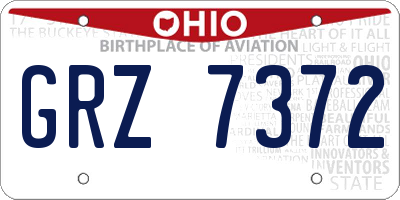OH license plate GRZ7372
