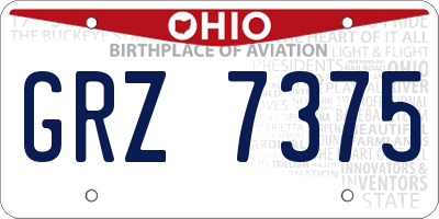 OH license plate GRZ7375