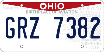 OH license plate GRZ7382