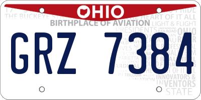 OH license plate GRZ7384