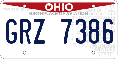 OH license plate GRZ7386