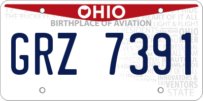 OH license plate GRZ7391